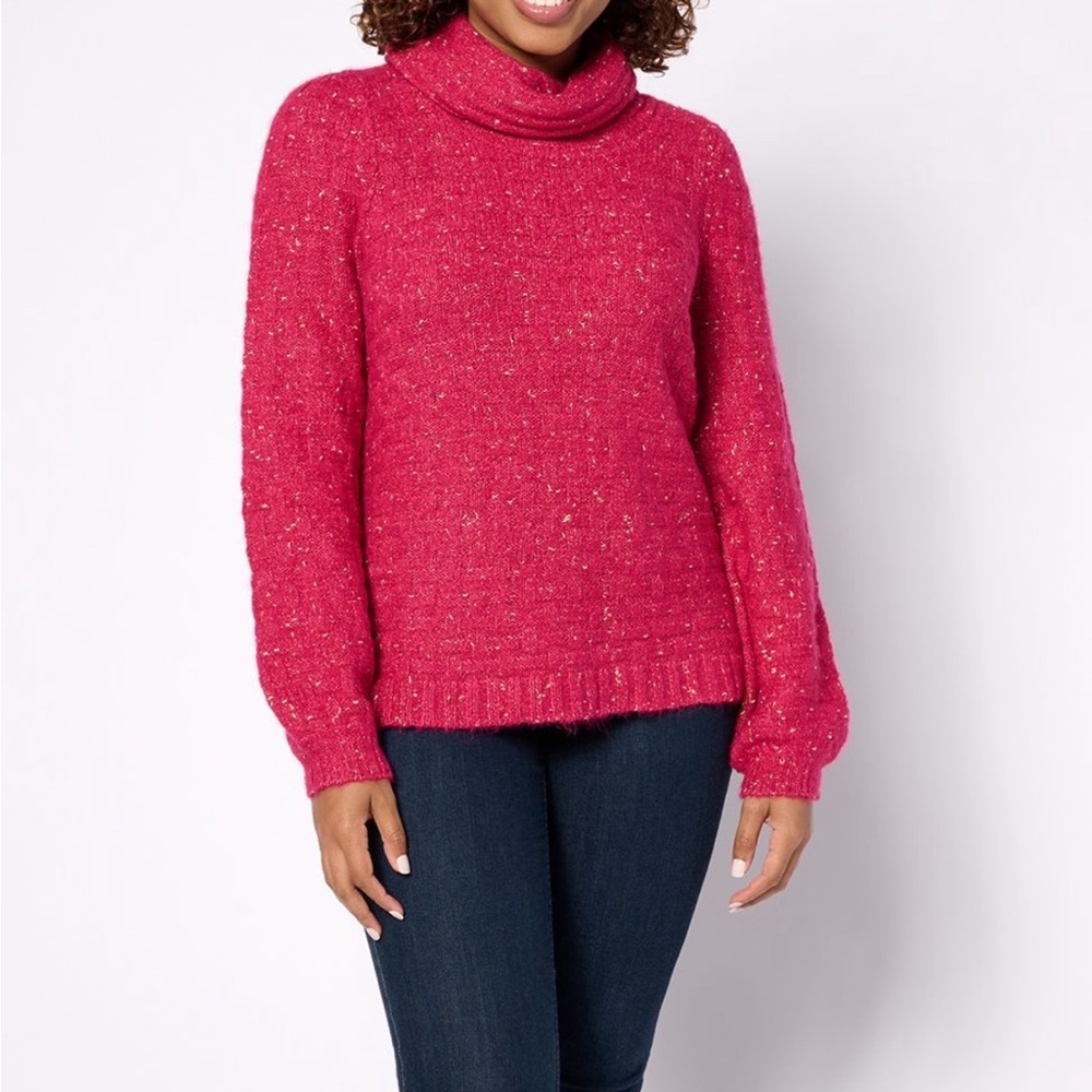 Denim & Co. Canyon Retreat Balloon Turtleneck Sweater